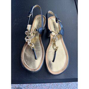 Classified Sandals Flip flop style with straps Black with Stones 6.5M